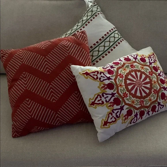 Colorful Embroidered Throw Pillow - Picture 3 of 3